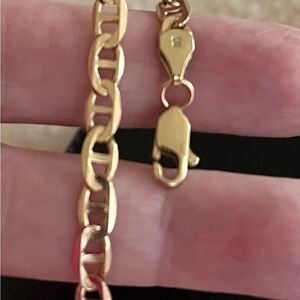 14K Gold Figaro Chain Bracelet - Women's Elegant Gold Link Bracelet Italy